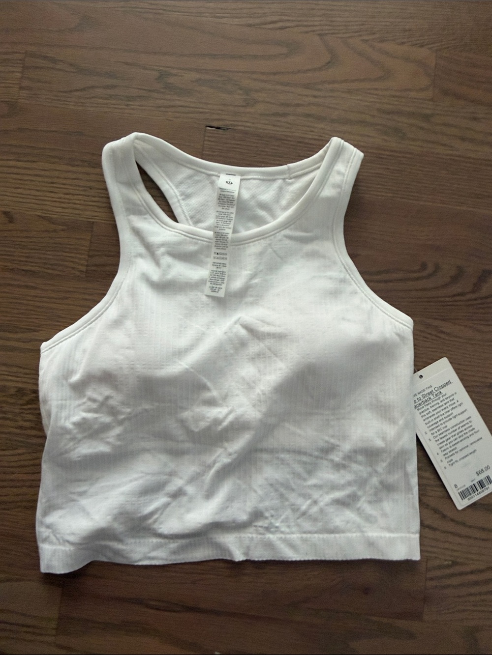 lululemon athletica White Ribbed Cropped Racerback Tank